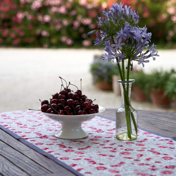 Grey red Cornflower table runner