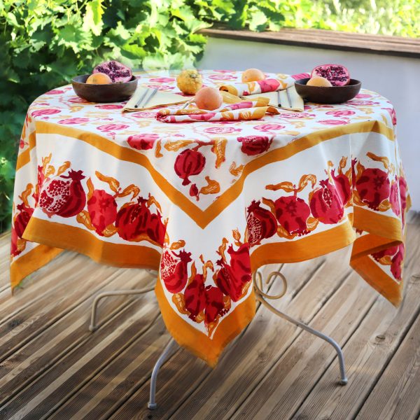 Red and yellow pomegranate tablecloth