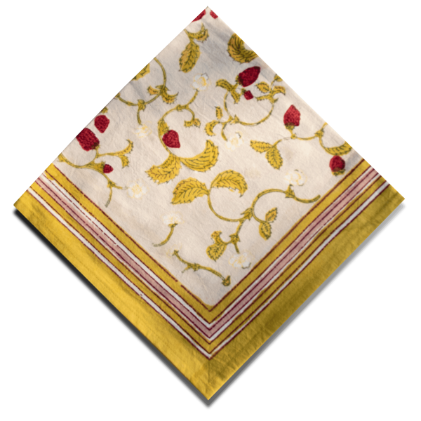 Lot de 2 serviettes Fraise des bois rouge vert