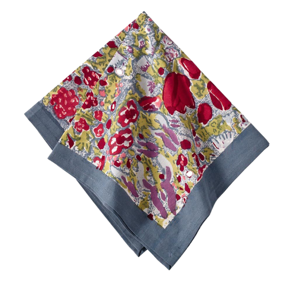Lot de 2 serviettes Jardin gris rouge