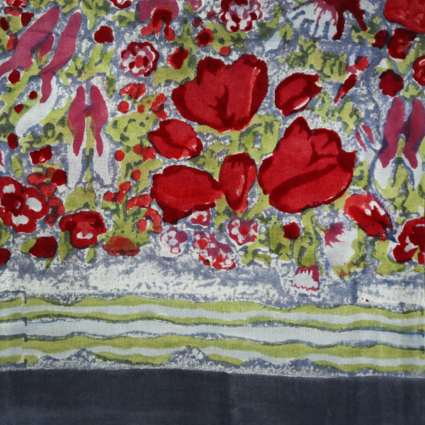 Paréo Jardin gris rouge