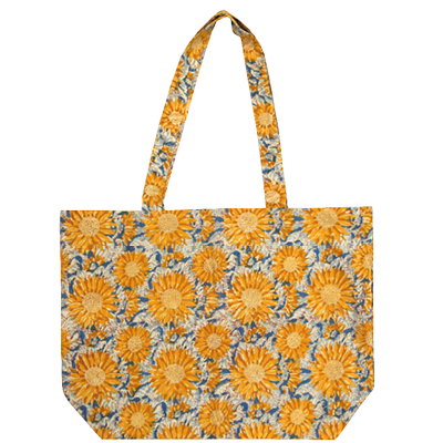 Blue and yellow sunflower flower bag