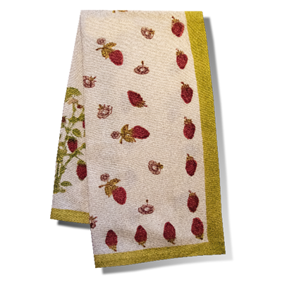 Red and green wild strawberry Kitchen Towel