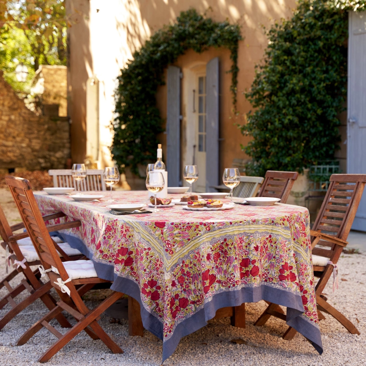 Nappe Jardin gris rouge – Image 2