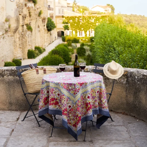 Nappe Jardin gris rouge