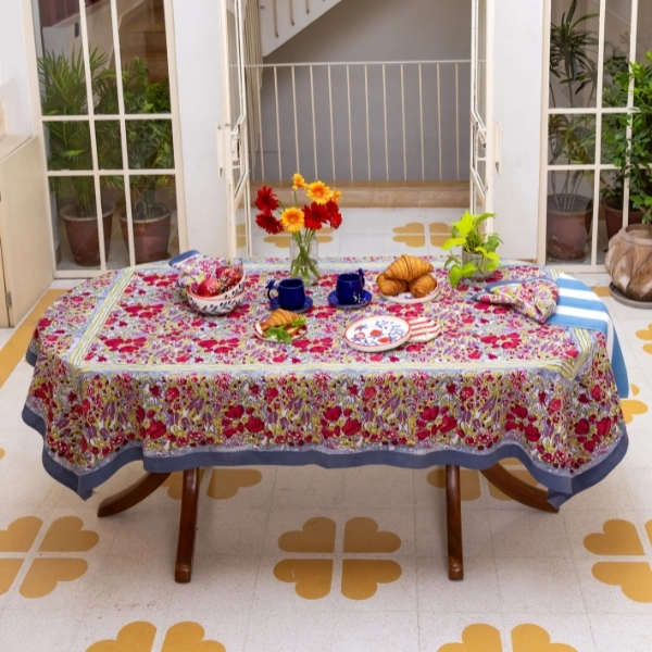 Nappe Jardin gris rouge – Image 5