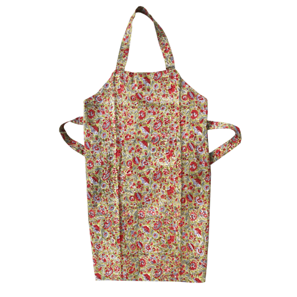 Green and red Holi apron