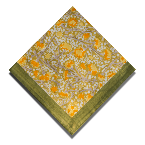 Lot de 2 serviettes Bleuet jaune vert