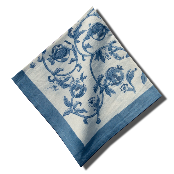 white blue Pomegranate Pareo Set of 2 napkins