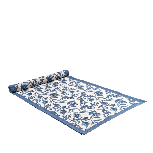 White blue Pomegranate table runner