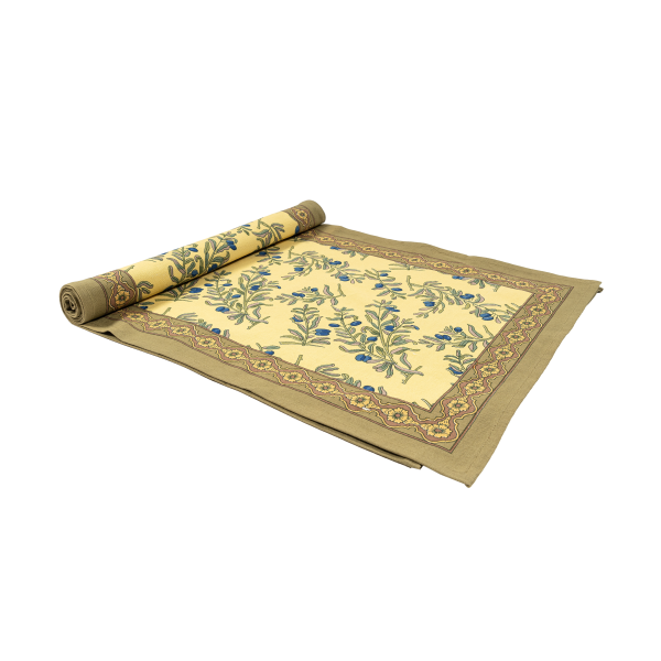 Chemin de table Olivier jaune vert