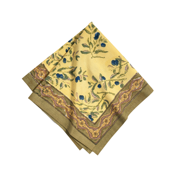 Lot de 2 serviettes Olivier jaune vert