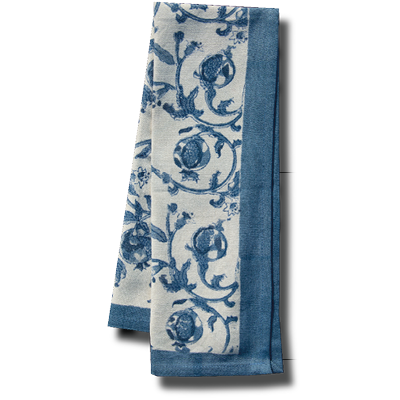 White and blue Pomegranate Kitchen Towel
