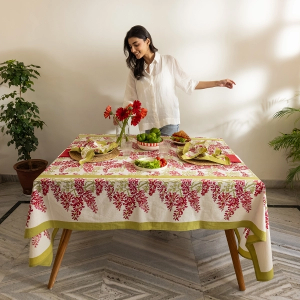 nappe fleurie glycine rose