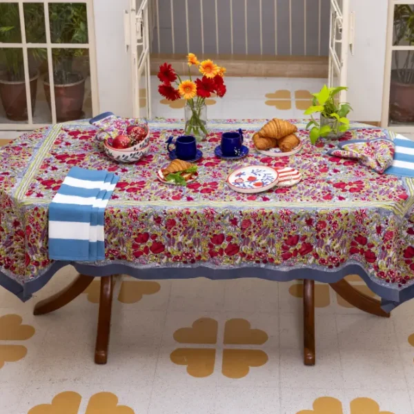 nappe jardin gris fleurs