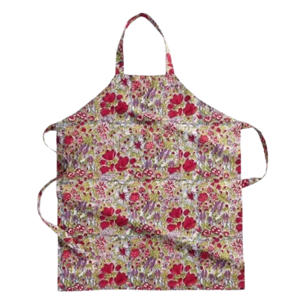 tablier jardin gris et rouge
